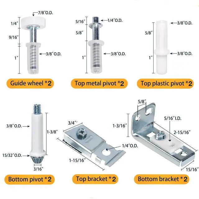 Alt view image 2 of 6 - Bifold Door Hardware Repair Kit, 2-Pack Bifold Closet Door Hardware Kit Folding Door Hardware Repair Replacement Tool Kit