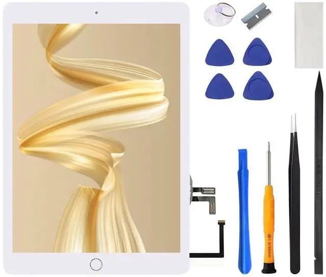 Main image of for iPad 5 5th Gen Screen Replacement A1822 A1823 2017 Digitizer 9.7 Inch, for iPad 5th Generation Touch Glass with Home Button, Repair Tool Kit (White)
