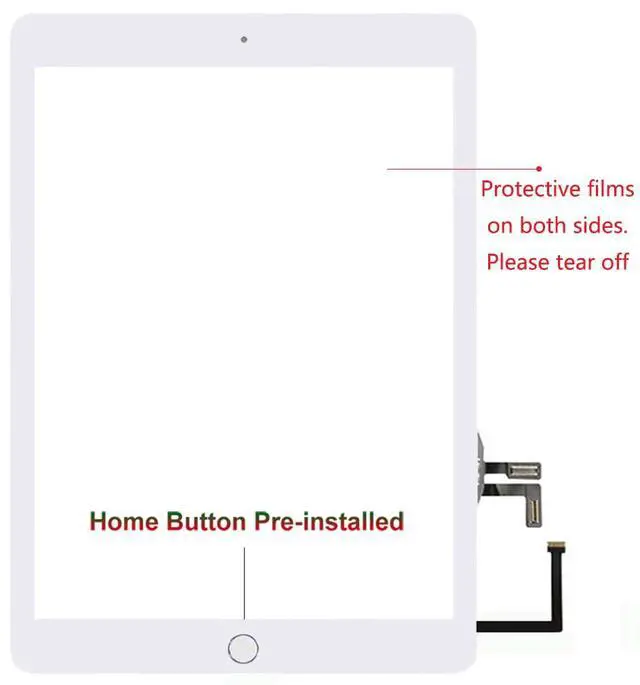 Alt view image 3 of 7 - for iPad 5 5th Gen Screen Replacement A1822 A1823 2017 Digitizer 9.7 Inch, for iPad 5th Generation Touch Glass with Home Button, Repair Tool Kit (White)