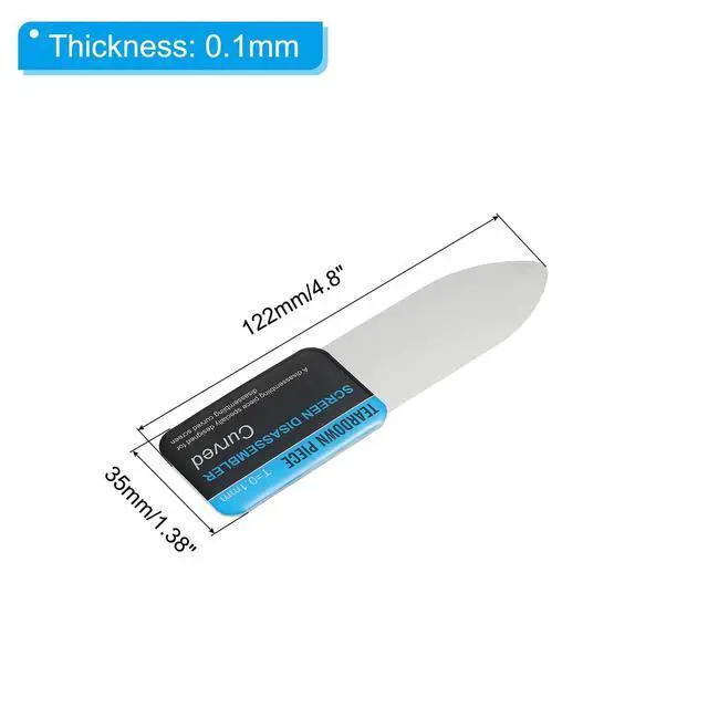 Alt view image 2 of 5 - Flat Curved Spudger Pry Blade Professional Stainless Steel Metal 0.1mm Ultra Thin Pry Opening Tool for Mobile Phone Repair 3pcs