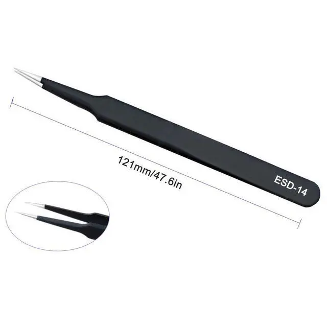 Alt view image 2 of 4 - ESD Anti static Precision Electronics Tweezers tools Kit,Non Magnetic Multi-standard Stainless Steel Tweezer Set for Electronics Jewelry-making Repairing,cell phone repair,2pack (ESD-14 and ESD-15)