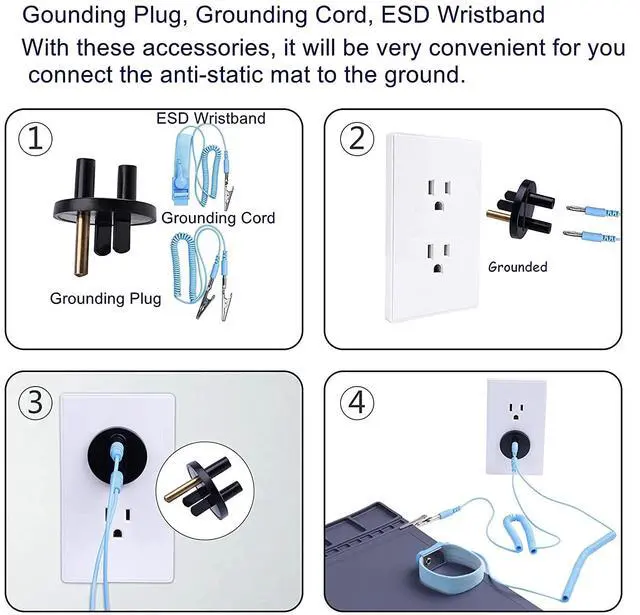 Alt view image 4 of 7 - Anti-Static Mat ESD Safe for Electronic Includes ESD Wristband and Grounding Wire, HPFIX Silicone Soldering Repair Mat 932°F Heat Resistant for iPhone iPad iMac, Laptop, Computer, 15.9 x 12 Grey