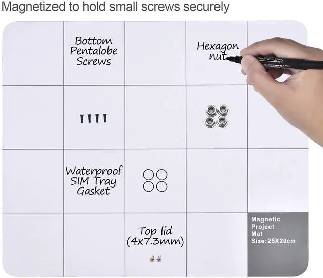 Alt view image 3 of 7 - Magnetic Project Mat, Magnetic Mat for Tools with Dry Erase Pen - Preventing Losing Screws When Repairing Computer, Cell Phone, Laptop or Other Electronics