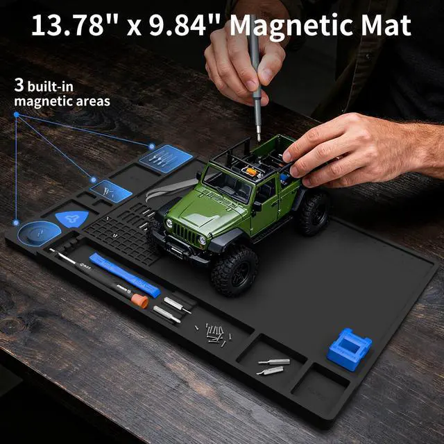 Alt view image 4 of 7 - Soldering Mat Silicone Work Mat, Heat Resistant 932°F, Magnetic Mat for Screws and Tools, Solder Mat Electronics Mat for Watch, Phone, Tablet, Eyeglass, Knife, Size 13.8" x 9.9" (Black)