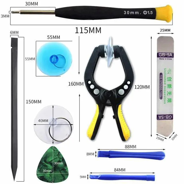 Alt view image 2 of 7 - Upgraded 18 PCS Phone Screen Repair Kit, Suction Cup Pliers Opening Repair Kit, Repair Precision Screwdriver Set Compatible with iPhone, iPad, Cellphone and Other Smooth Surface LCD Screen Opener