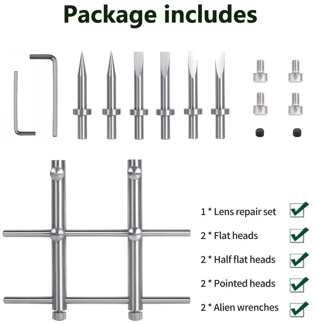 Alt view image 2 of 7 - Ultra Fine Photo Accessories Spanner Wrench Tool For SLR DSLR Large Format Camera Lens Repair Opening Retaining Ring Remover, Anti-Magnetic 3 Tips, 6 Screws and 2 Hexagon.