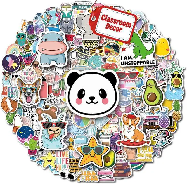 Main image of 200Pcs Water Bottle Stickers for Kids Teens, Waterproof Vinyl Stickers, Stickers for Kids Classroom Decor, Teacher Supplies & Classroom Must Haves