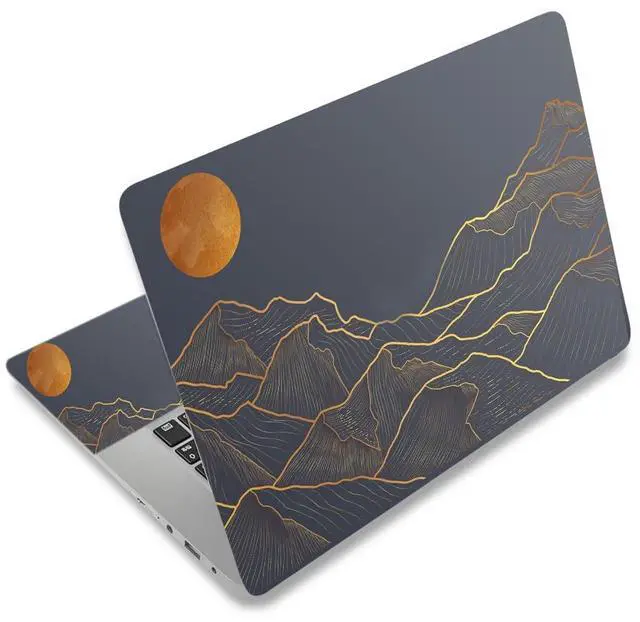 Main image of Laptop Decal Sticker Skin Cover, 11.612" 13" 13.3" 14" 15" 15.4" 15.6" Laptop Netbook Vinyl Skin Sticker Cover Art Notebook Protector (2 Wrist Pad Skins), Removable Reusable, Abstract Mountain
