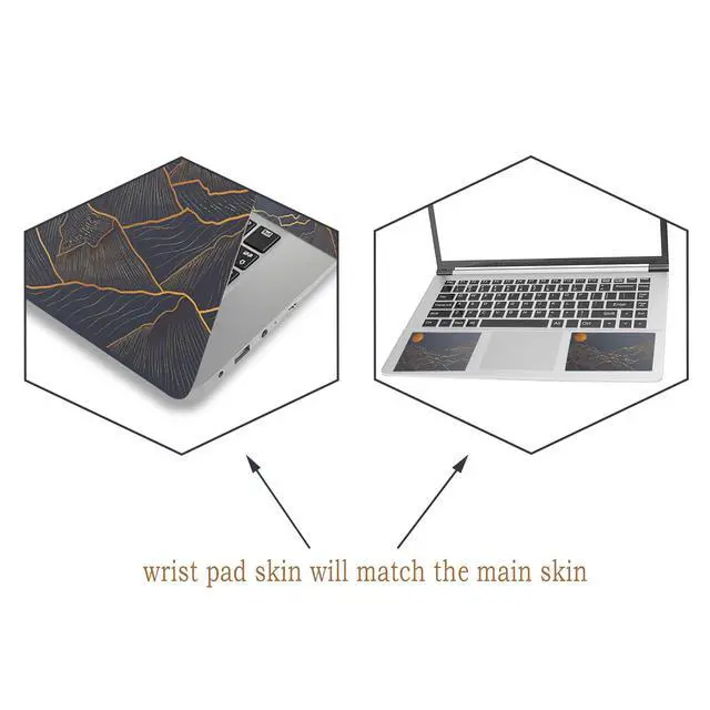 Alt view image 2 of 7 - Laptop Decal Sticker Skin Cover, 11.612" 13" 13.3" 14" 15" 15.4" 15.6" Laptop Netbook Vinyl Skin Sticker Cover Art Notebook Protector (2 Wrist Pad Skins), Removable Reusable, Abstract Mountain