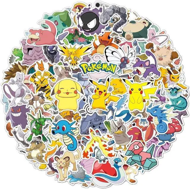 Main image of 100 Cartoon Pokémon Stickers Waterproof & Durable Cute Decals for Perfect for Laptops, Phones, Skateboards, Luggage,Assorted Funny for Gifts, Party Favors.