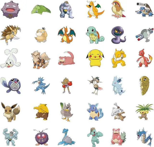 Alt view image 3 of 6 - 100 Cartoon Pokémon Stickers Waterproof & Durable Cute Decals for Perfect for Laptops, Phones, Skateboards, Luggage,Assorted Funny for Gifts, Party Favors.