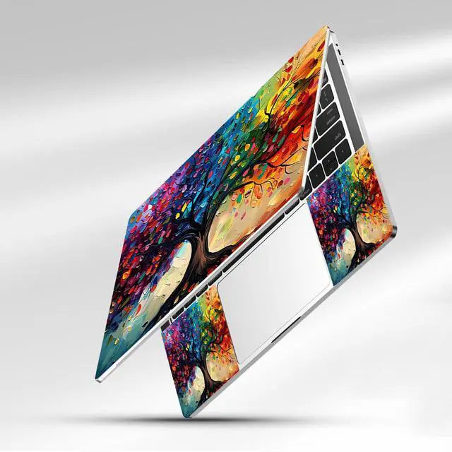 Alt view image 3 of 7 - 12.1-15.6 Inch Laptop Skin Decal, Universal Reusable Vinyl Laptop Cover Sticker, Waterproof Art Decal Protector in Colorful Tree