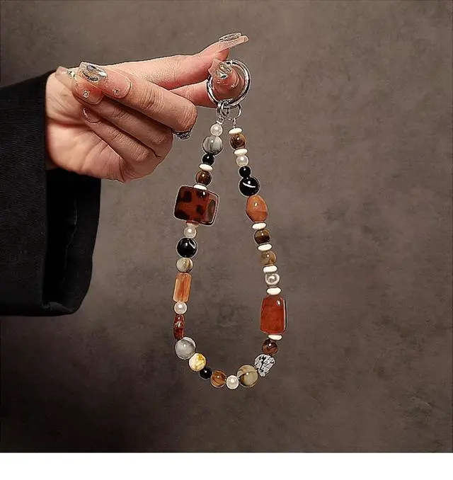 Alt view image 2 of 7 - Phone Charm with Crystal/Handpainted Bead Wrist Strap for Women Girl