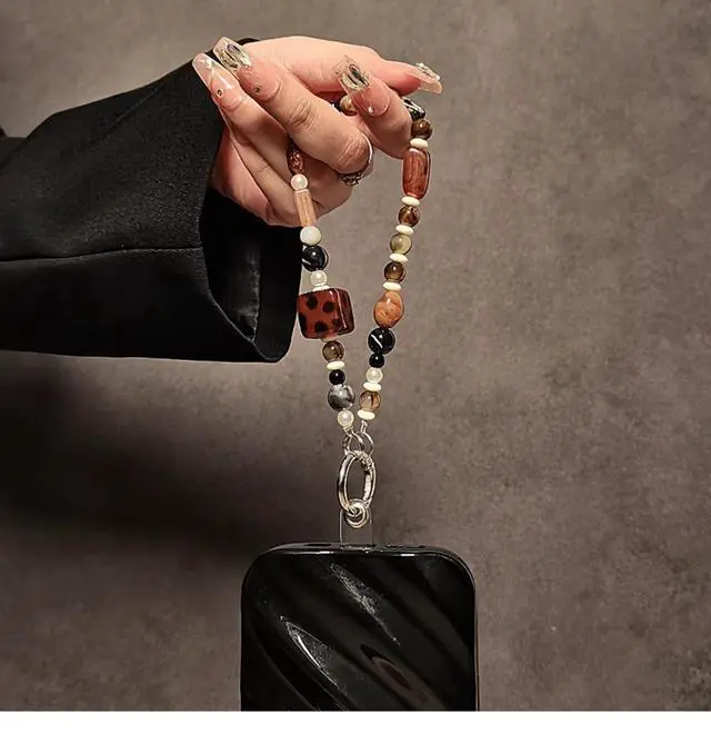 Alt view image 3 of 7 - Phone Charm with Crystal/Handpainted Bead Wrist Strap for Women Girl