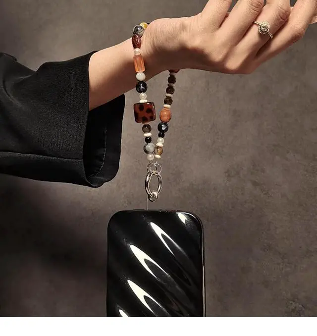 Alt view image 5 of 7 - Phone Charm with Crystal/Handpainted Bead Wrist Strap for Women Girl
