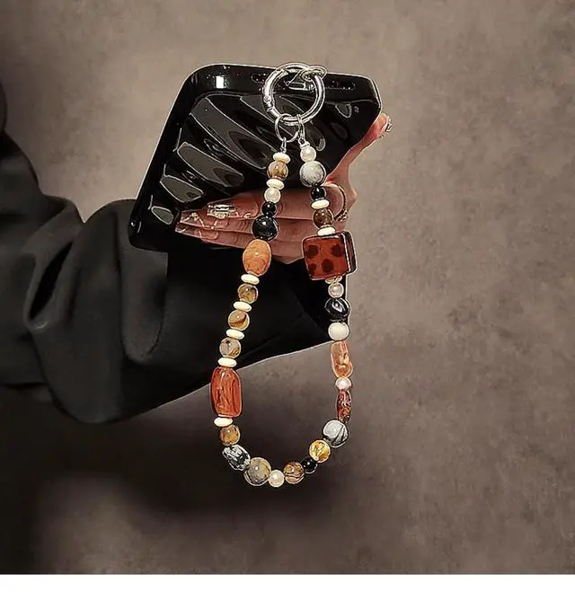 Alt view image 6 of 7 - Phone Charm with Crystal/Handpainted Bead Wrist Strap for Women Girl
