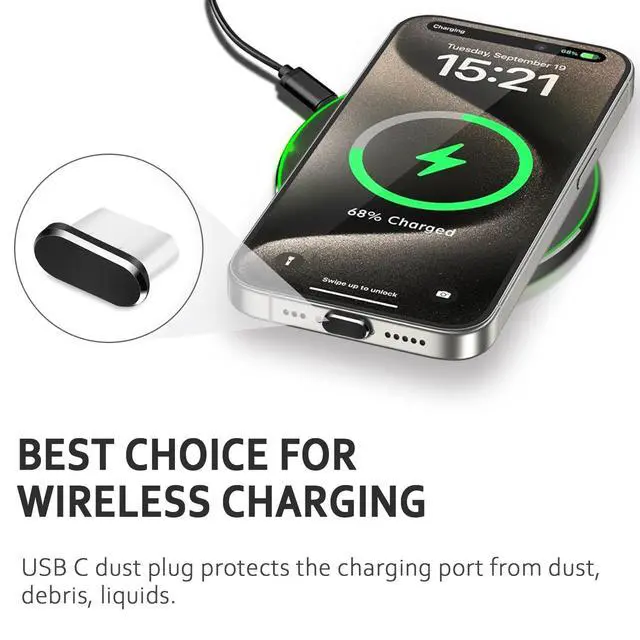 Alt view image 5 of 6 - USB C Dust Plug, 4 Pack USB C Dust Cover Type C Anti Dust Port Plug Charging Port Protector Cap with Speaker Dust Cover for iPhone 15,16, Ari,17 Series, Samsung Galaxy S24-S20,Note, All USB C Devices