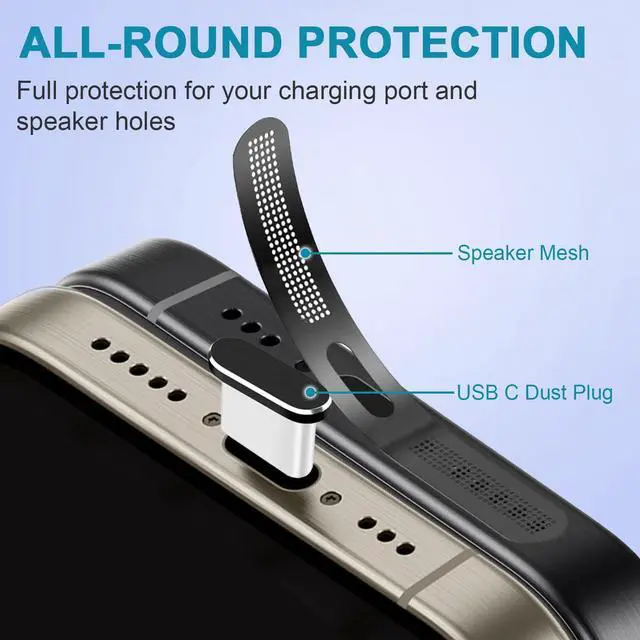 Alt view image 2 of 6 - USB C Dust Plug, 4 Pack USB C Port Cover, Type C Charging Port Plug Cover with Speaker Dust Cover, Phone Accessories for iPhone 17, iPhone 15/16/16 Plus/16 Pro/16 Pro Max