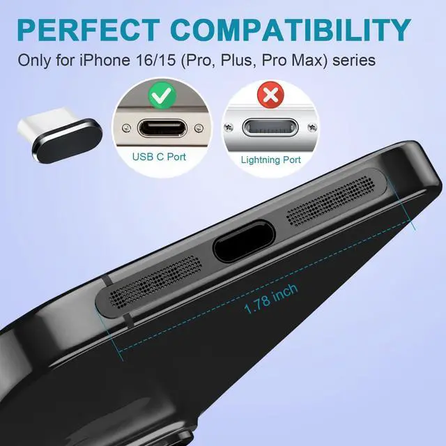 Alt view image 5 of 6 - USB C Dust Plug, 4 Pack USB C Port Cover, Type C Charging Port Plug Cover with Speaker Dust Cover, Phone Accessories for iPhone 17, iPhone 15/16/16 Plus/16 Pro/16 Pro Max