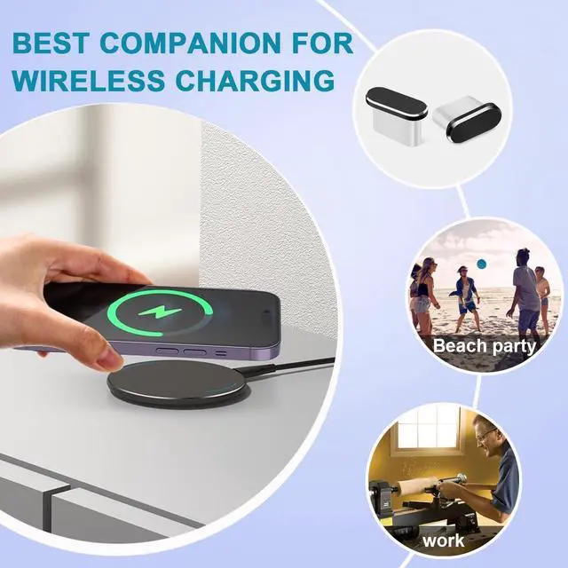 Alt view image 6 of 6 - USB C Dust Plug, 4 Pack USB C Port Cover, Type C Charging Port Plug Cover with Speaker Dust Cover, Phone Accessories for iPhone 17, iPhone 15/16/16 Plus/16 Pro/16 Pro Max
