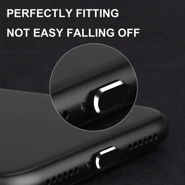 Alt view image 4 of 7 - Dust Plug for iPhone, Compatible with iPhone and AirPods, Lightning Port Plug Protector Charging Port Anti Dust Cover Includes Speaker Cover (Black)
