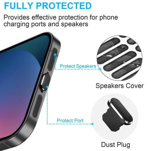 Alt view image 2 of 7 - Dust Plug for iPhone, Compatible with iPhone and AirPods, Lightning Port Plug Protector Charging Port Anti Dust Cover Includes Speaker Cover (Black)