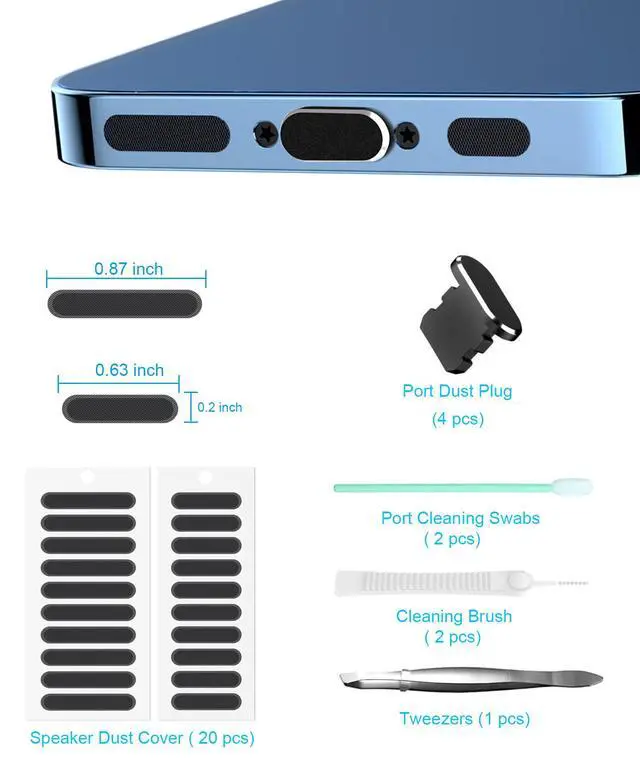 Alt view image 6 of 7 - Dust Plug for iPhone, Compatible with iPhone and AirPods, Lightning Port Plug Protector Charging Port Anti Dust Cover Includes Speaker Cover (Black)