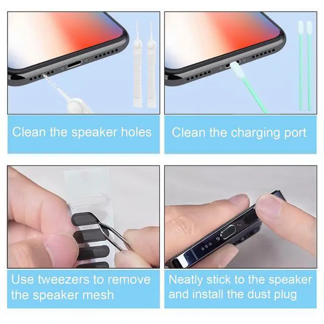 Alt view image 7 of 7 - Dust Plug for iPhone, Compatible with iPhone and AirPods, Lightning Port Plug Protector Charging Port Anti Dust Cover Includes Speaker Cover (Black)