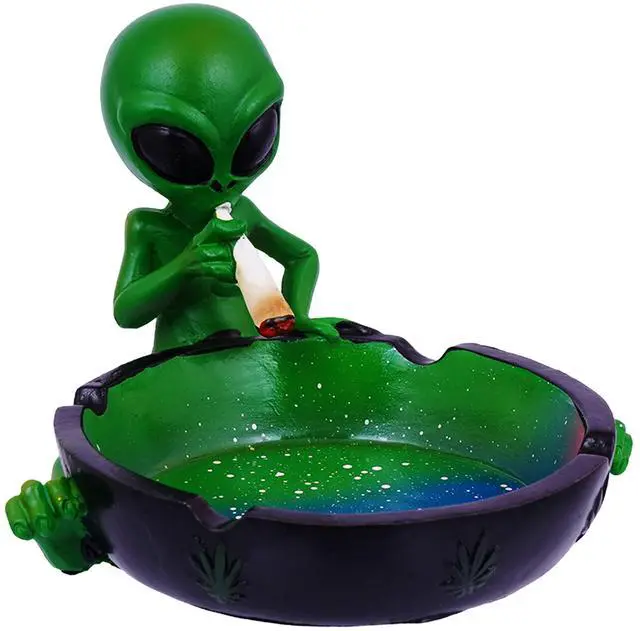 Main image of Ornament, Alien Smoking Ashtray, Home Décor, Multicolor, 4 inches