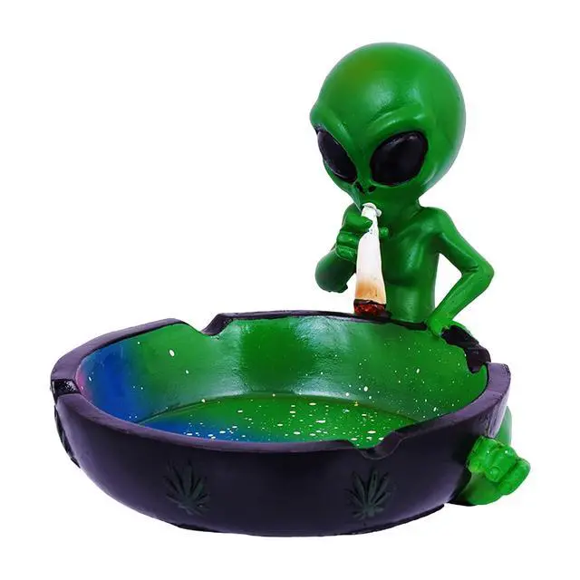 Alt view image 2 of 7 - Ornament, Alien Smoking Ashtray, Home Décor, Multicolor, 4 inches