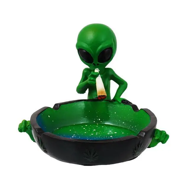 Alt view image 7 of 7 - Ornament, Alien Smoking Ashtray, Home Décor, Multicolor, 4 inches