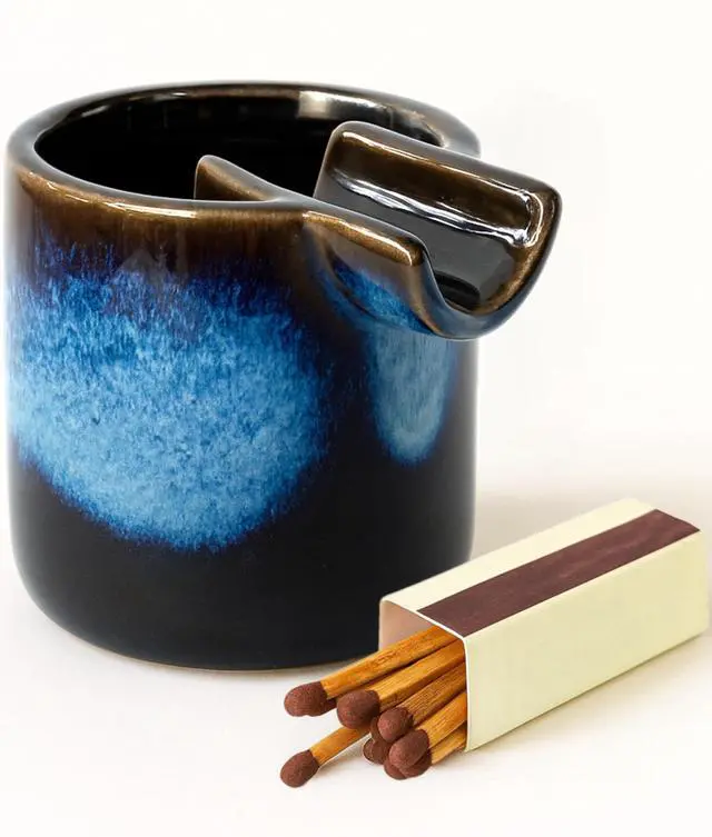 Main image of Cool & Cute Ceramic Ashtray Deep Ash Tray with Holder for Smokers, Indoor/Outdoor Vintage Decorative Smoking Accessories