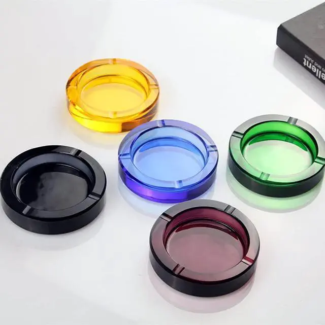 Alt view image 2 of 6 - 4-Inch Colored Crystal Glass Ashtray