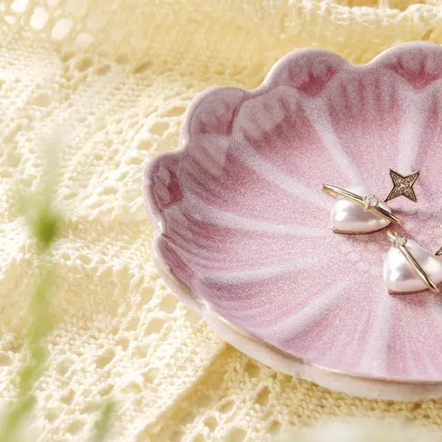 Alt view image 3 of 6 - Lotus Ring Holder Dish Small Indoor Ash Tray, Ceramic Dessert Plate Trinket Jewelry Holder Organizing Necklace Earrings for Parents Friends Sister, Pink. All Jewelries Are NOT Included.