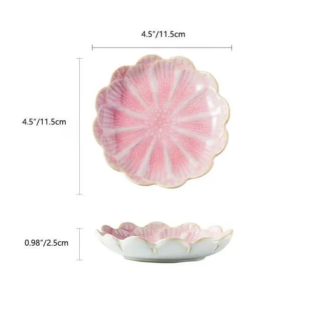 Alt view image 6 of 6 - Lotus Ring Holder Dish Small Indoor Ash Tray, Ceramic Dessert Plate Trinket Jewelry Holder Organizing Necklace Earrings for Parents Friends Sister, Pink. All Jewelries Are NOT Included.