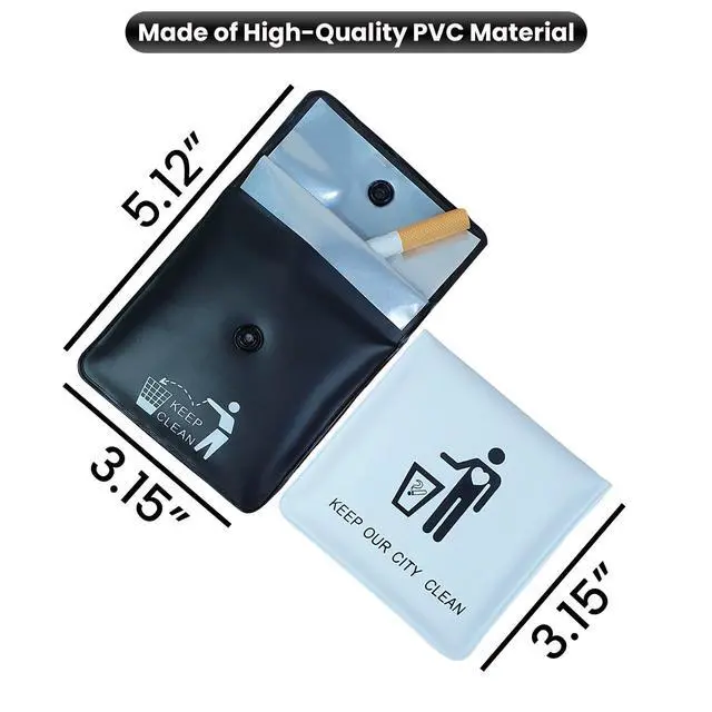 Alt view image 3 of 7 - Ashtrays for Cigarettes Pocket Ashtray Pouch - Pack of 4 Premium Fireproof PVC Smell Proof Cool Travel Ashtrays Portable Outdoor Butt Disposal Pouch Fancy Cute Ashtray Black and White