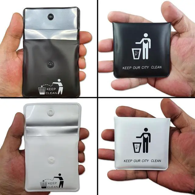 Alt view image 6 of 7 - Ashtrays for Cigarettes Pocket Ashtray Pouch - Pack of 4 Premium Fireproof PVC Smell Proof Cool Travel Ashtrays Portable Outdoor Butt Disposal Pouch Fancy Cute Ashtray Black and White