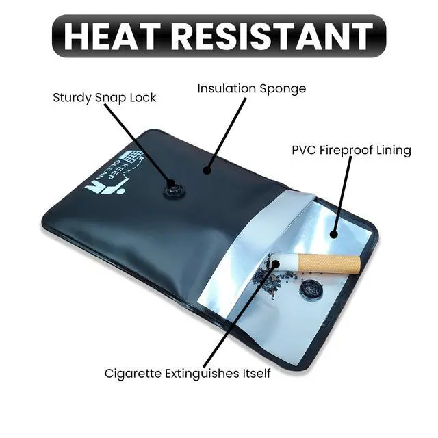 Alt view image 4 of 7 - Ashtrays for Cigarettes Pocket Ashtray Pouch - Pack of 4 Premium Fireproof PVC Smell Proof Cool Travel Ashtrays Portable Outdoor Butt Disposal Pouch Fancy Cute Ashtray Black and White
