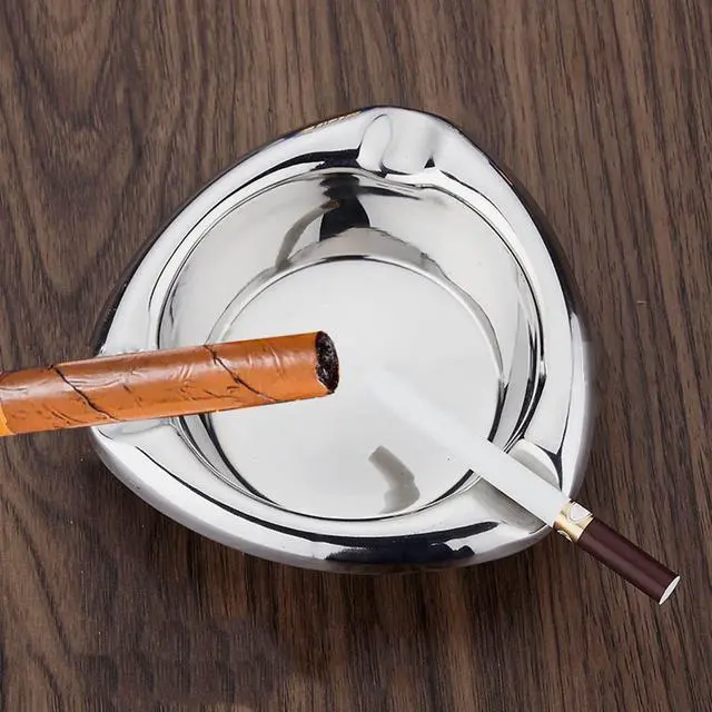 Alt view image 4 of 5 - Stainless Steel Ashtray,Silver Cigar Ashtray Suitable for Parties Travel Outdoor Patio Gift for Thanksgiving,Christmas Day,Father's Day