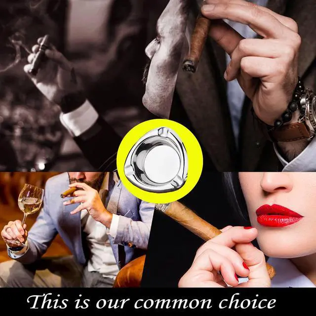 Alt view image 5 of 5 - Stainless Steel Ashtray,Silver Cigar Ashtray Suitable for Parties Travel Outdoor Patio Gift for Thanksgiving,Christmas Day,Father's Day