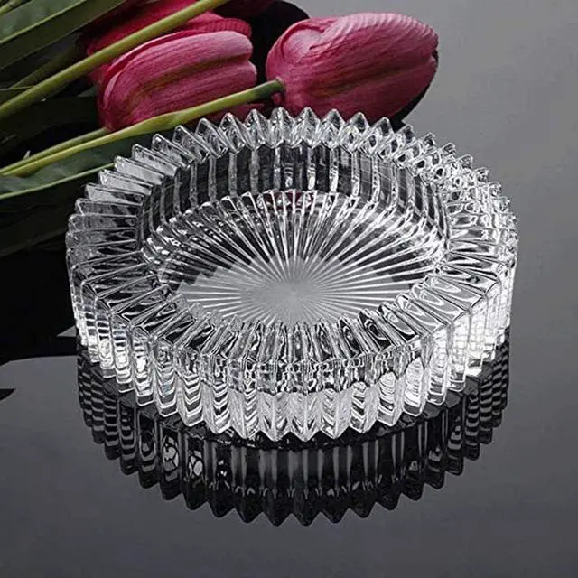 Alt view image 2 of 4 - Glass Ashtray/Candy Dish - for Home OR Office - Smoke Collectible Tribal Decoration - (Round) Asymmetrical (6", New Asymmetrical)