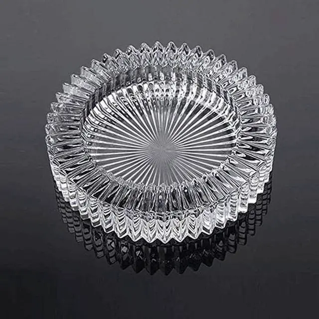 Alt view image 3 of 4 - Glass Ashtray/Candy Dish - for Home OR Office - Smoke Collectible Tribal Decoration - (Round) Asymmetrical (6", New Asymmetrical)