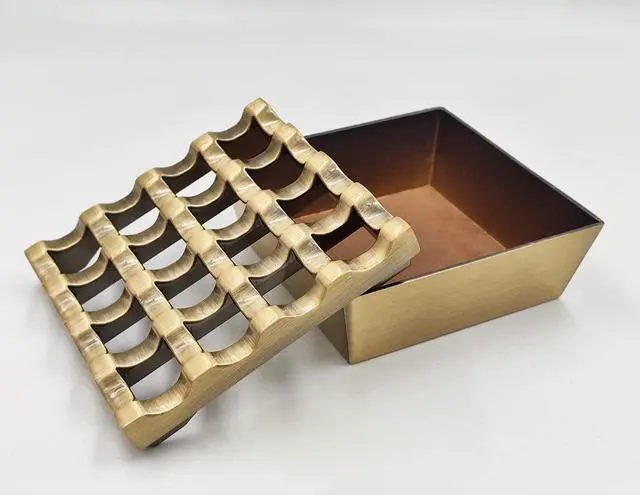 Alt view image 2 of 7 - Vintage Metal Small Cigar Ashtrays,16 Grids Novelty Fashion Windproof Cigarettes Ashtray Tabletop Decor Cigarillo Ash Tray,Bronze