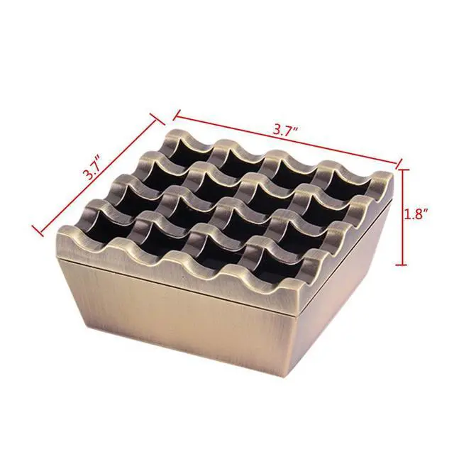 Alt view image 5 of 7 - Vintage Metal Small Cigar Ashtrays,16 Grids Novelty Fashion Windproof Cigarettes Ashtray Tabletop Decor Cigarillo Ash Tray,Bronze