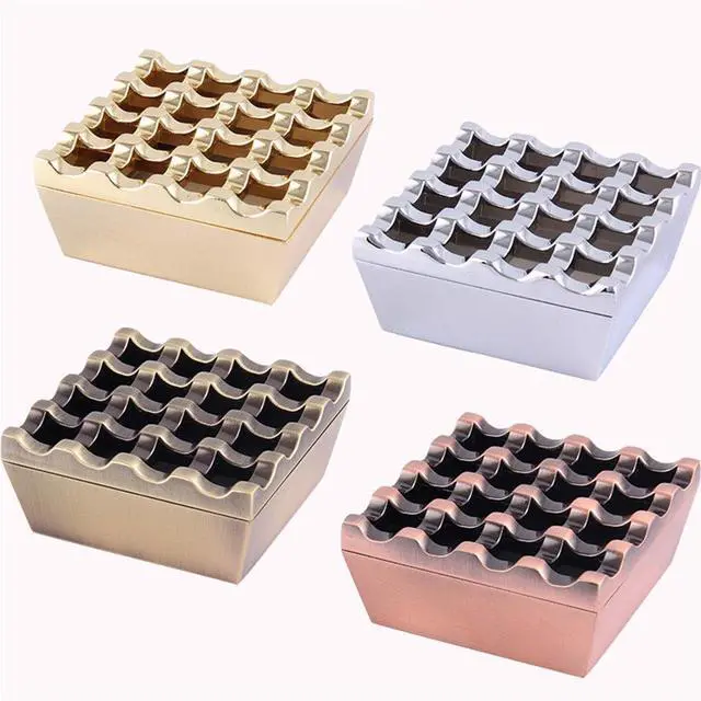 Alt view image 6 of 7 - Vintage Metal Small Cigar Ashtrays,16 Grids Novelty Fashion Windproof Cigarettes Ashtray Tabletop Decor Cigarillo Ash Tray,Bronze