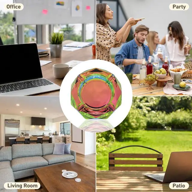 Alt view image 7 of 7 - Crystal Glass Ashtray, Sparkly Cigar Cigarettes Ash Tray, Ashtrays for Smokers Indoor Office Home Desktop Tabletop, Gift Packaging, Pink