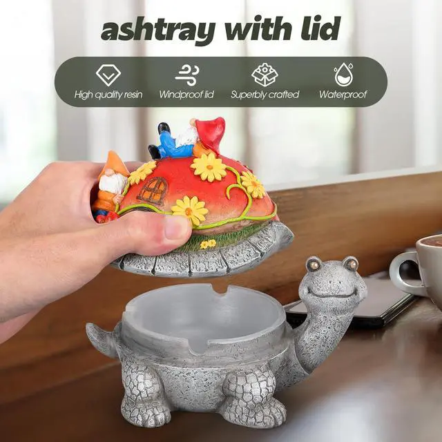 Alt view image 3 of 7 - Ashtrays, Cute Turtle Outdoor Ashtray for Cigarettes for Home Office, Porch Patio Decorations, Outdoor Indoor Ashtray, Holiday Gift (Santa Claus)