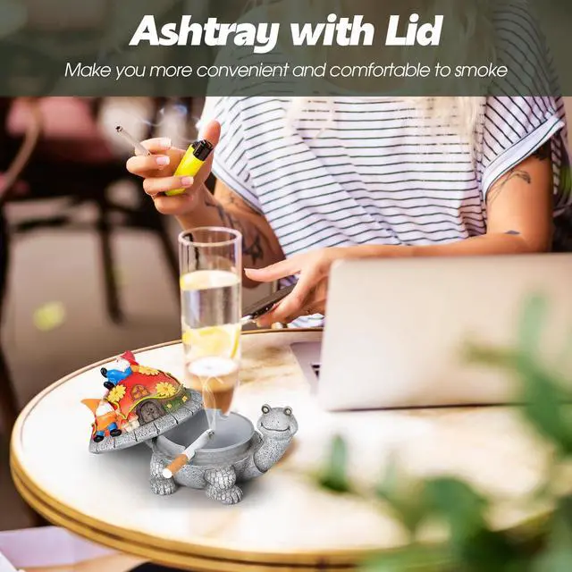 Alt view image 5 of 7 - Ashtrays, Cute Turtle Outdoor Ashtray for Cigarettes for Home Office, Porch Patio Decorations, Outdoor Indoor Ashtray, Holiday Gift (Santa Claus)