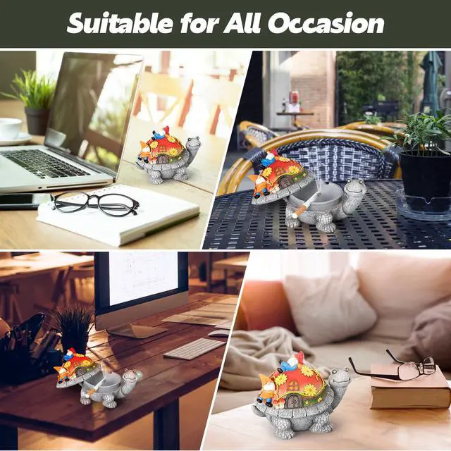Alt view image 6 of 7 - Ashtrays, Cute Turtle Outdoor Ashtray for Cigarettes for Home Office, Porch Patio Decorations, Outdoor Indoor Ashtray, Holiday Gift (Santa Claus)
