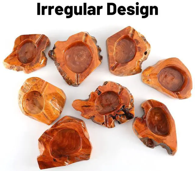 Alt view image 6 of 6 - Wooden Cigar Ashtray Outdoor Indoor Ashtray and Great Gifts for Cigar Lovers, Smokers and Men Ash Tray Different Shapes and Random Delivery (2 Slots) (woods)